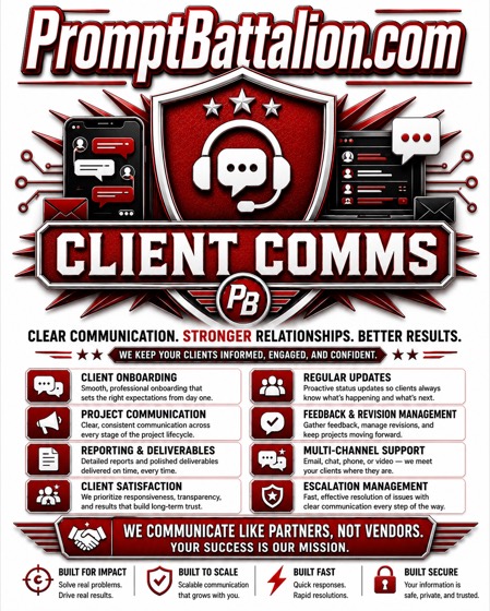 PromptBattalion Client Comms — what we do