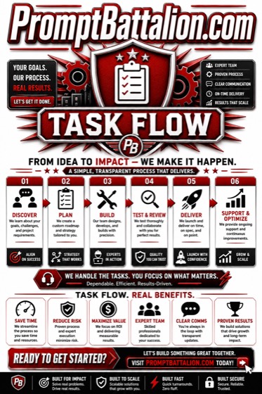 PromptBattalion Task Flow — what we do
